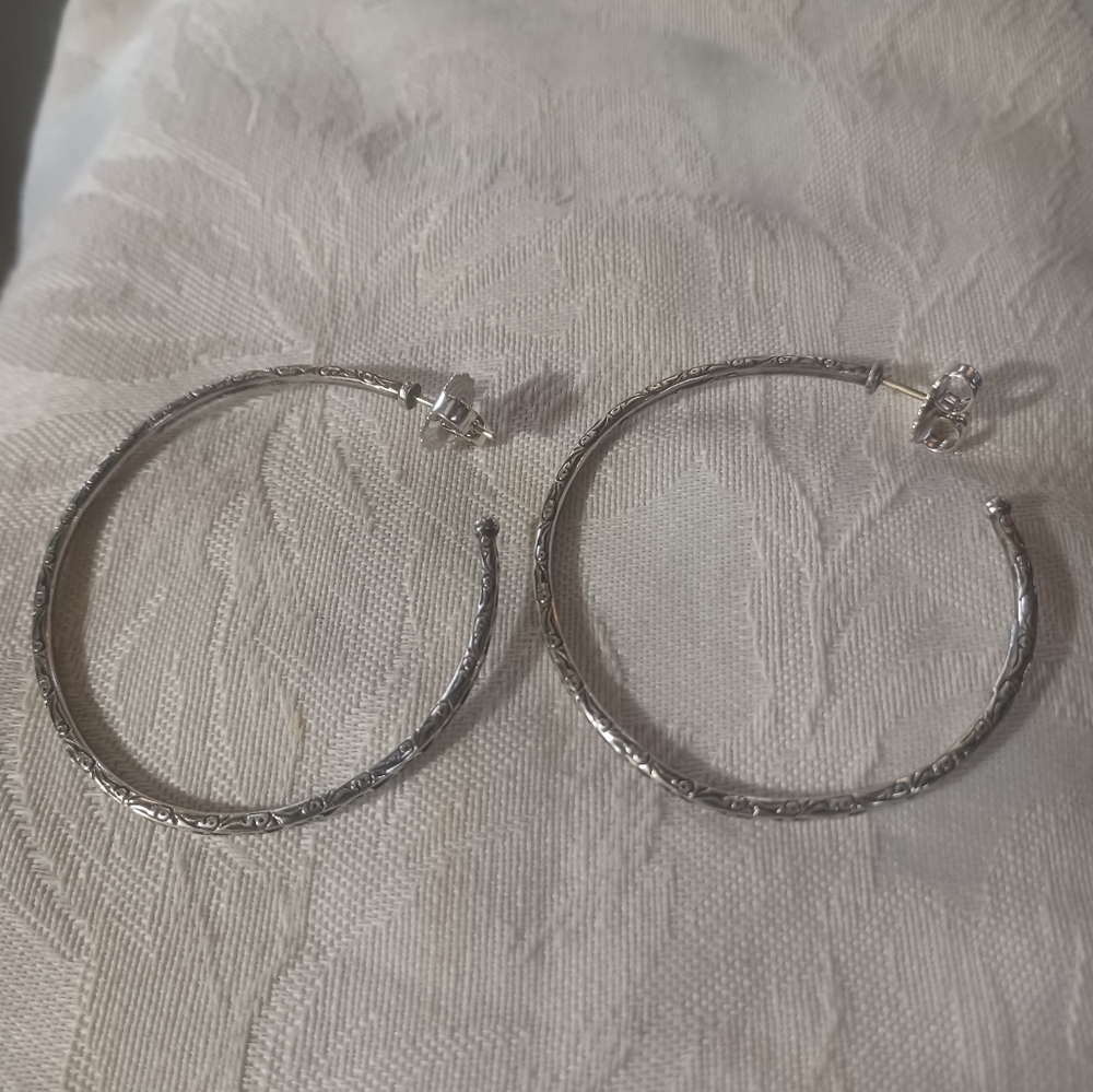 Konstantino Thin Filigree Hoop Earrings in Sterling Silver